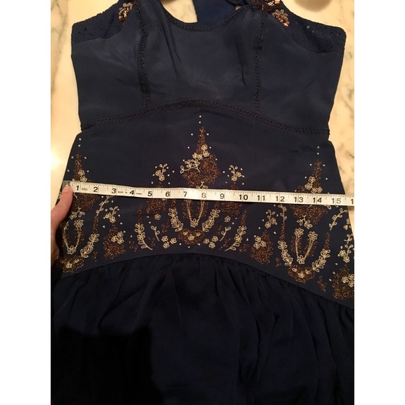 Beautiful Free People Dream Garden Embroidered  Blue Dress Sz.2 - Picture 7 of 15